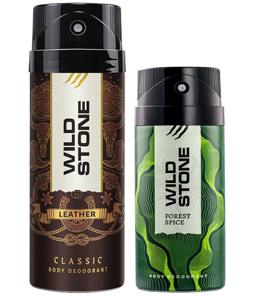     			Wild Stone Classic Leather 225ml & Forest Spice 150ml Deodorant for Men, ( Pack of 2 )