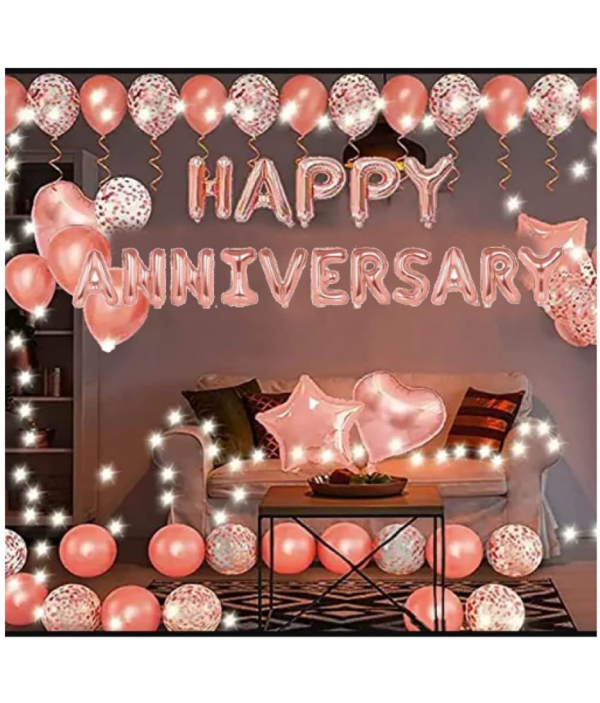     			Blooms Event Rose Gold Anniversary Decorations Party Supplies Set (46 pc), Balloons, Banner Anniversary Party