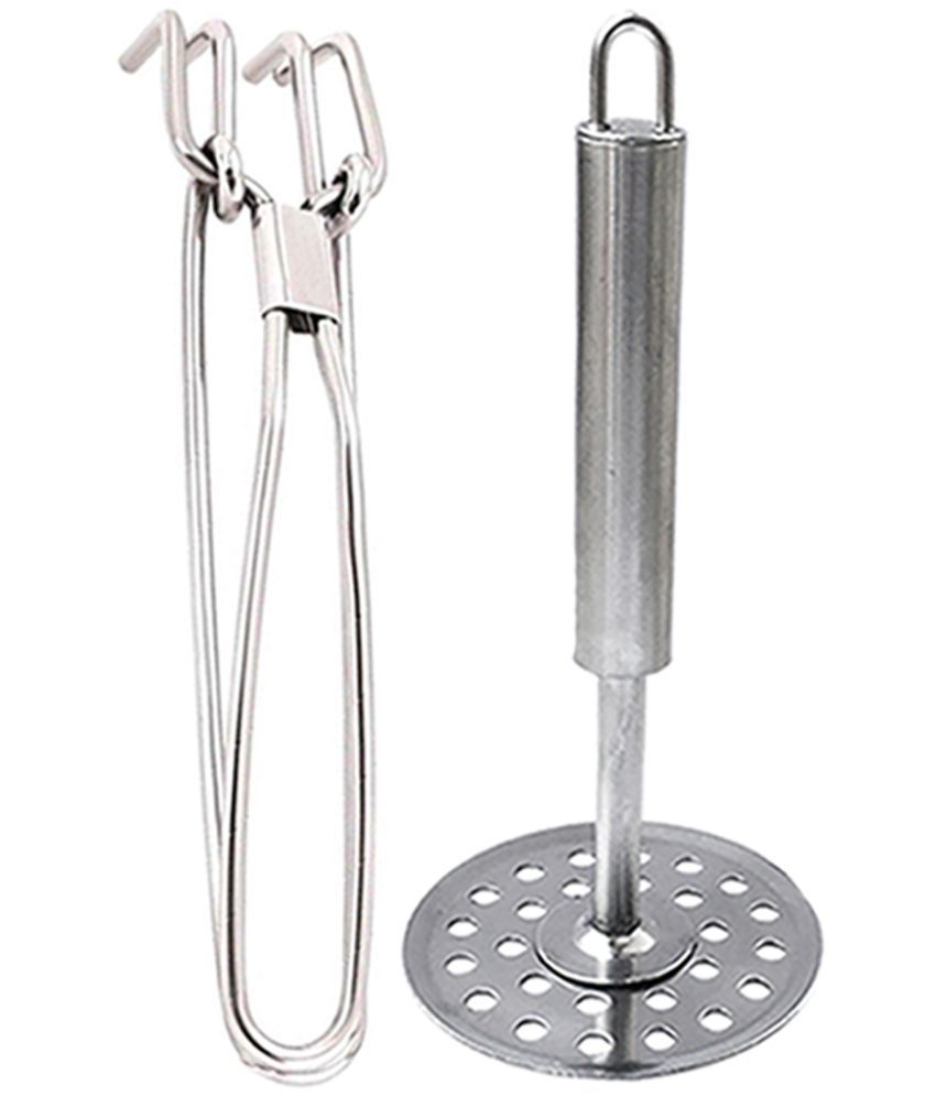     			JISUN - Silver Stainless Steel Pakkad+Masher ( Pack 2 )