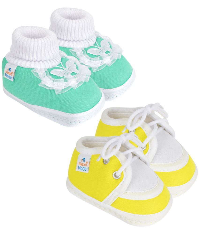     			Neska Moda - Mint Green Booties For Baby Boy & Baby Girl 9-12 Months ( Pack of 2 )