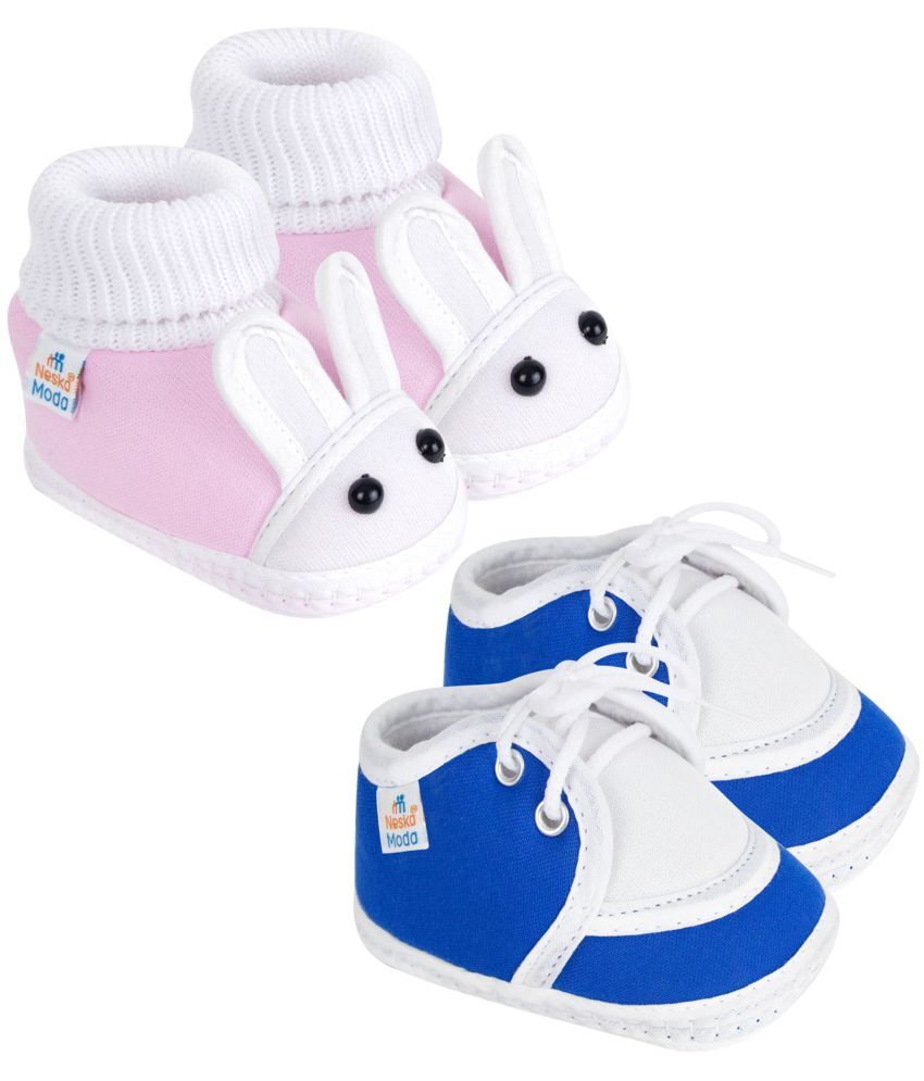     			Neska Moda - Pink Booties For Baby Boy & Baby Girl 9-12 Months ( Pack of 2 )