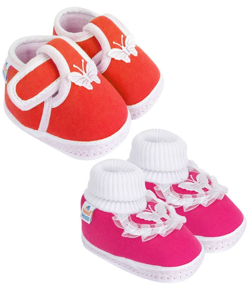     			Neska Moda - Red Booties For Baby Boy & Baby Girl 9-12 Months ( Pack of 2 )