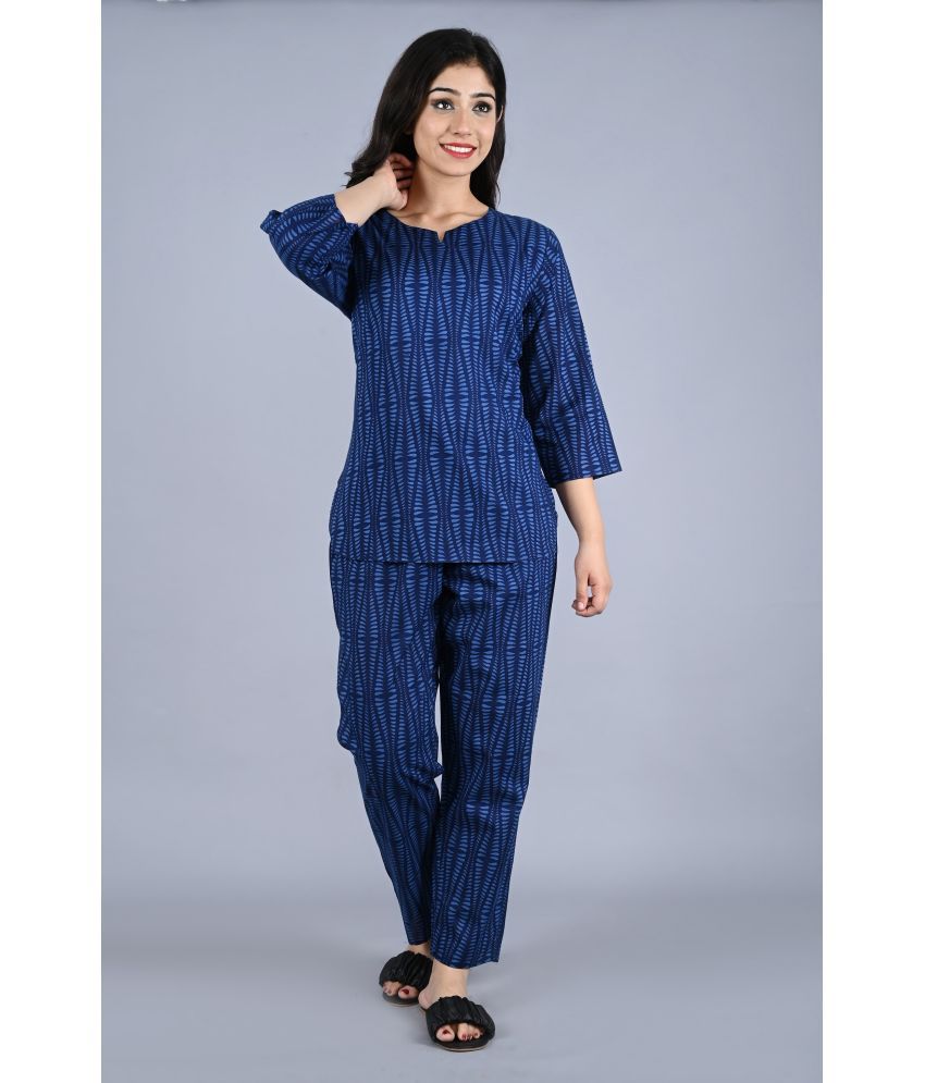 BACHUU - Blue 100% Cotton Women's Nightwear Nightsuit Sets ( Pack of 1 )