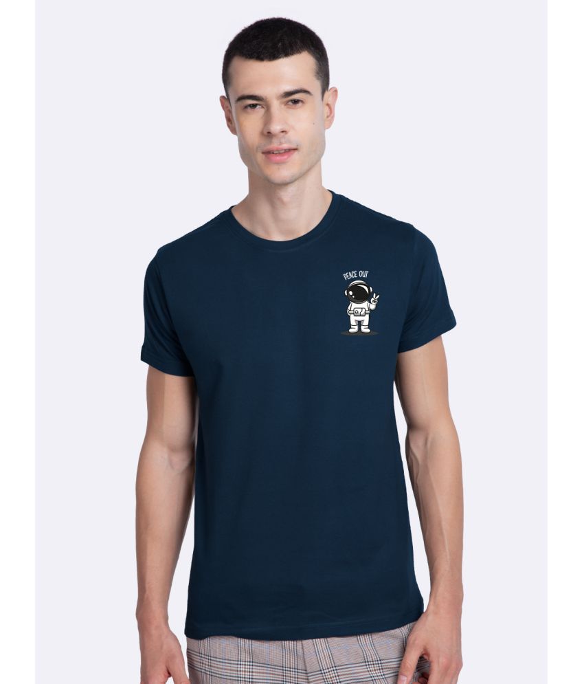     			Bewakoof - Blue Cotton Regular Fit Men's T-Shirt ( Pack of 1 )