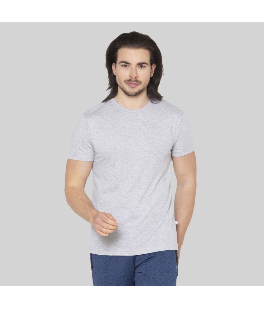     			Bodyactive - Melange Grey Cotton Blend Regular Fit Men's T-Shirt ( Pack of 1 )