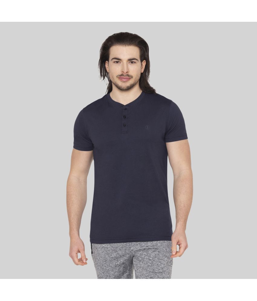     			Bodyactive - Navy Cotton Blend Regular Fit Men's T-Shirt ( Pack of 1 )