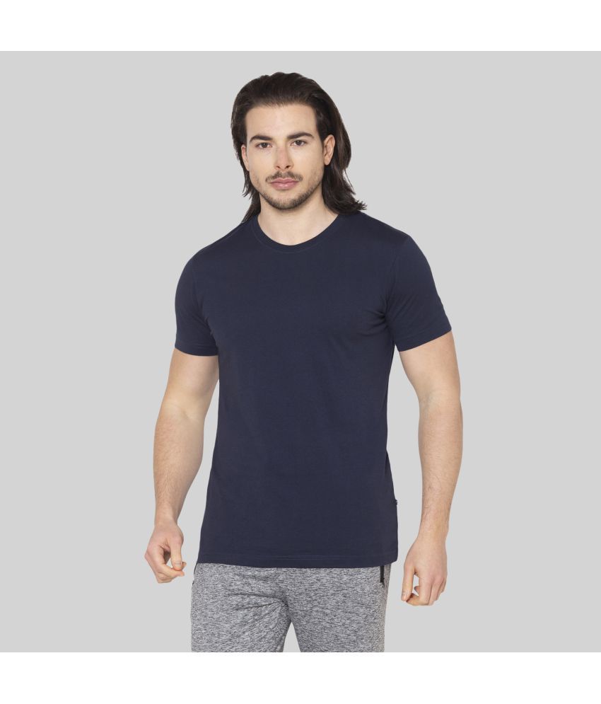     			Bodyactive - Navy Cotton Blend Regular Fit Men's T-Shirt ( Pack of 1 )