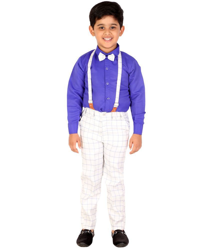     			DKGF Fashion Pack of 1 Boys Cotton Blend Shirt & Pants ( Blue )