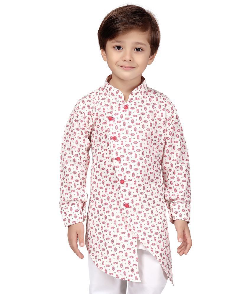     			KIDS FARM - Pink Cotton Blend Boys Kurta With Pyjama ( Pack of 1 )