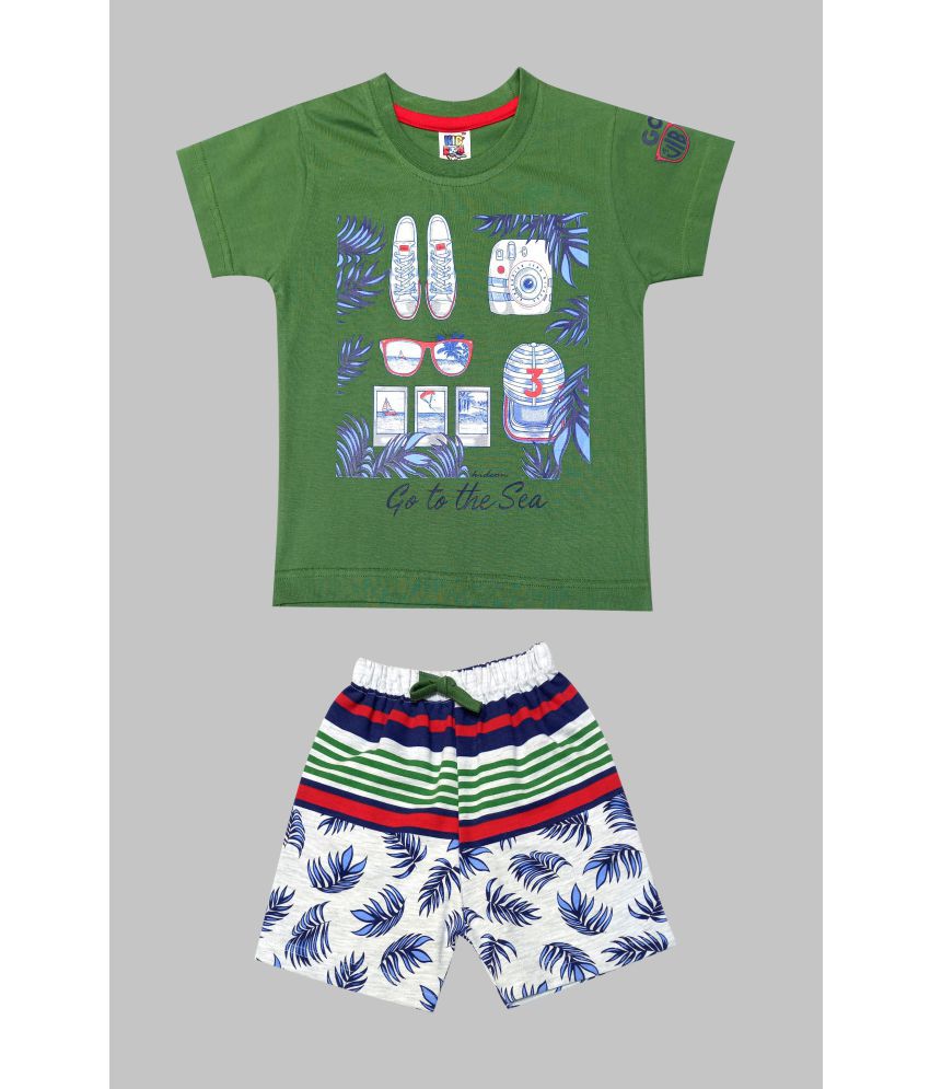     			Kideon - Green 100% Cotton T-Shirt & Shorts For Baby Boy ( Pack of 1 )