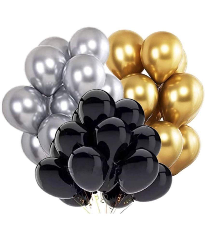     			Vibrant Colous Combo 100 Balloons - Black, Silver & Golden Balloons Combo
