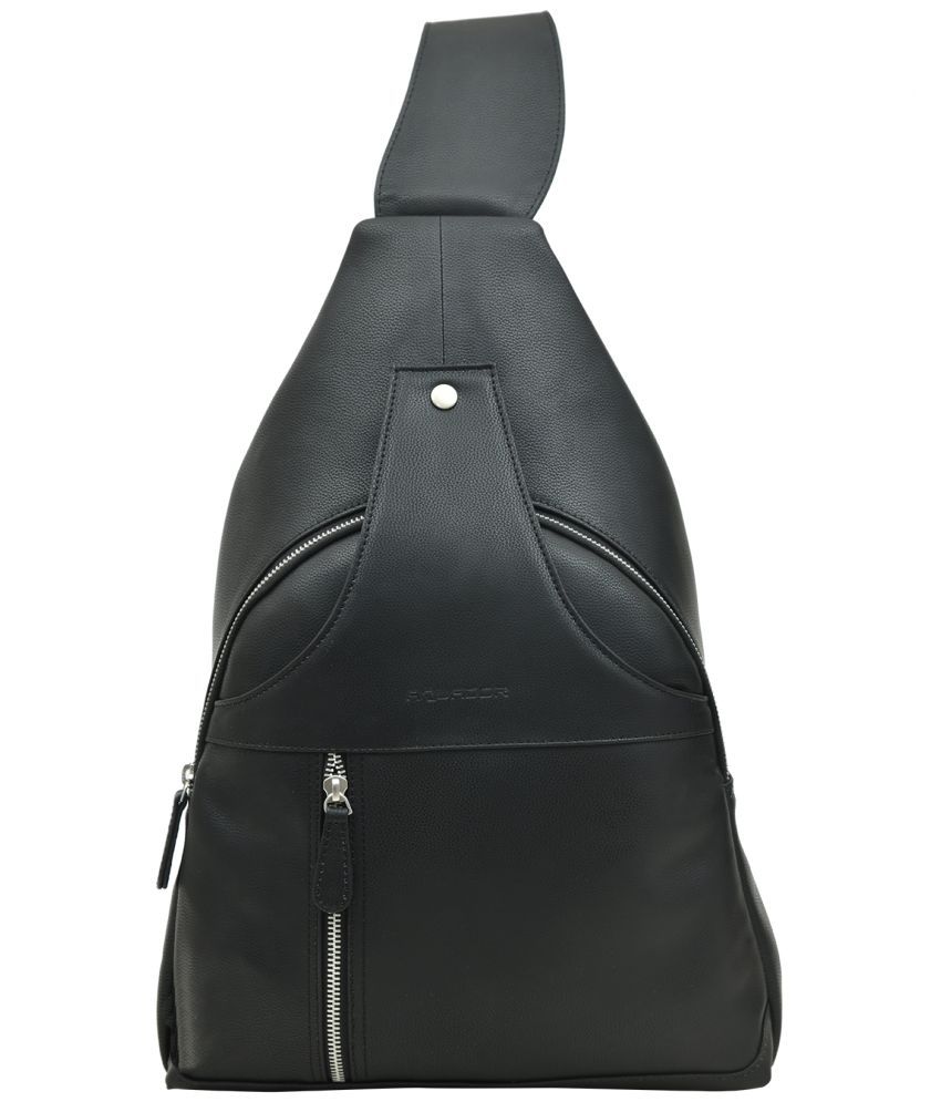     			AQUADOR - Black PU Backpack ( 10 Ltrs )