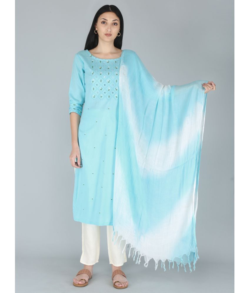     			HIGHLIGHT FASHION EXPORT - Light Blue Straight 100% Cotton Women's Stitched Salwar Suit ( Pack of 3 )