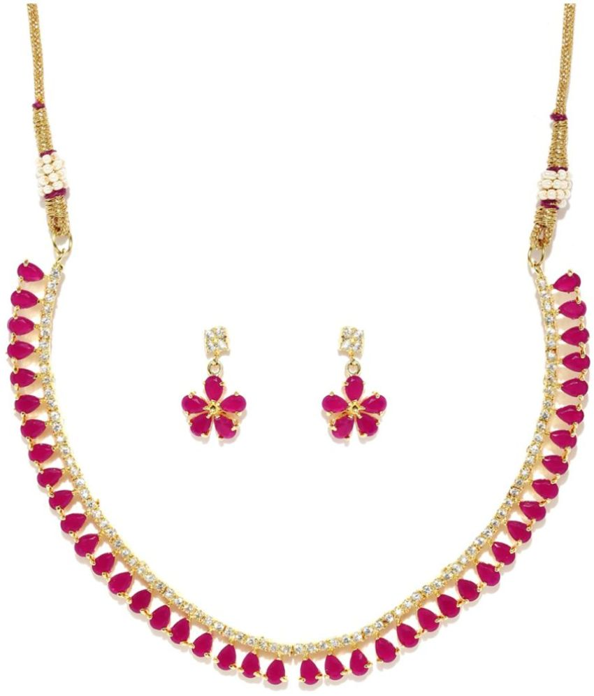     			Sunhari Jewels - Pink Alloy Necklace Set ( Pack of 1 )