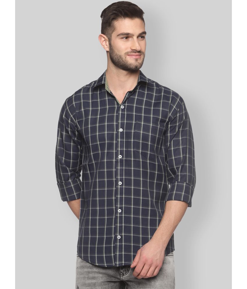     			YHA - Navy Blue Cotton Regular Fit Men's Casual Shirt ( Pack of 1 )