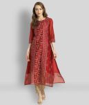 Juniper - Maroon Chanderi Women's A-line Kurti ( Pack of 1 )