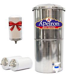 APEIRON Stainless Steel Water Filter With 2 Candles 18 Ltr Gravity Water Purifier
