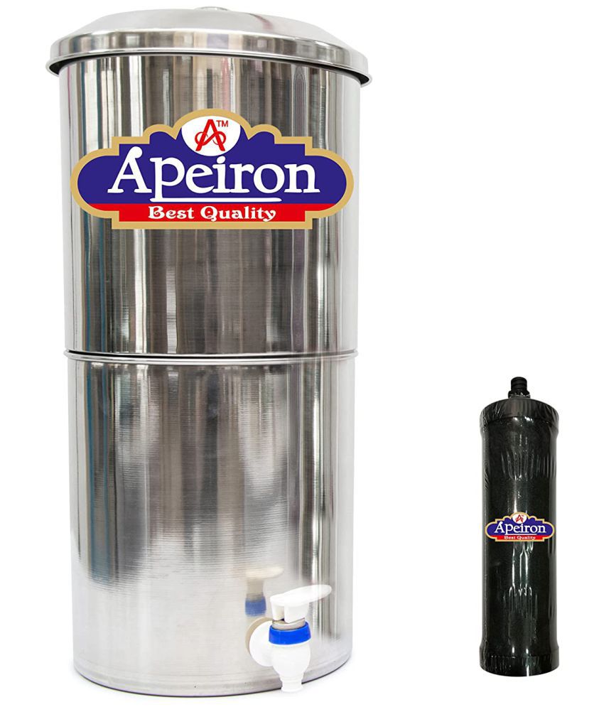     			APEIRON STAINLESS STEEL WATER FILTER 1 CARBON CANDLE 16 Ltr Gravity Water Purifier