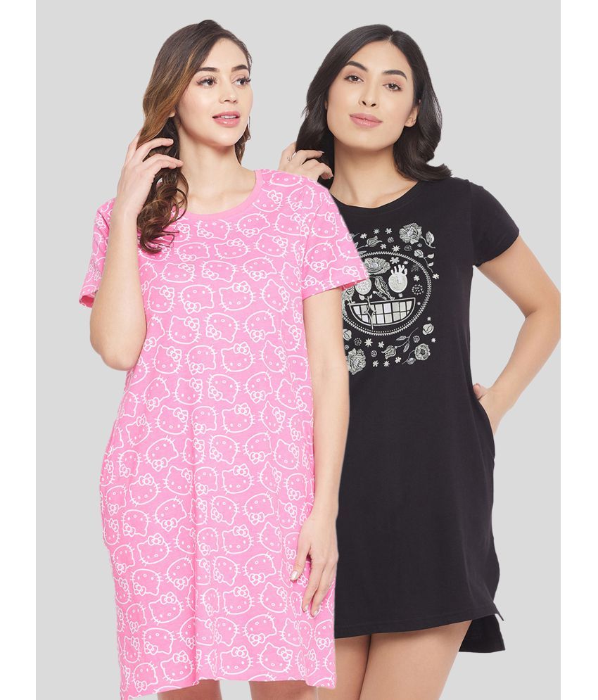     			Clovia - Multicolor 100% Cotton Women's Nightwear Night Dress ( Pack of 2 )