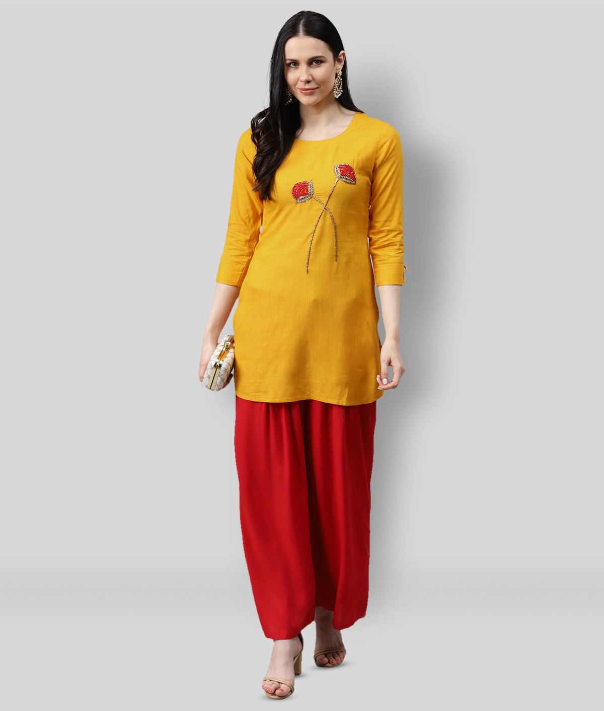     			HIGHLIGHT FASHION EXPORT - Yellow Rayon Women's Straight Kurti