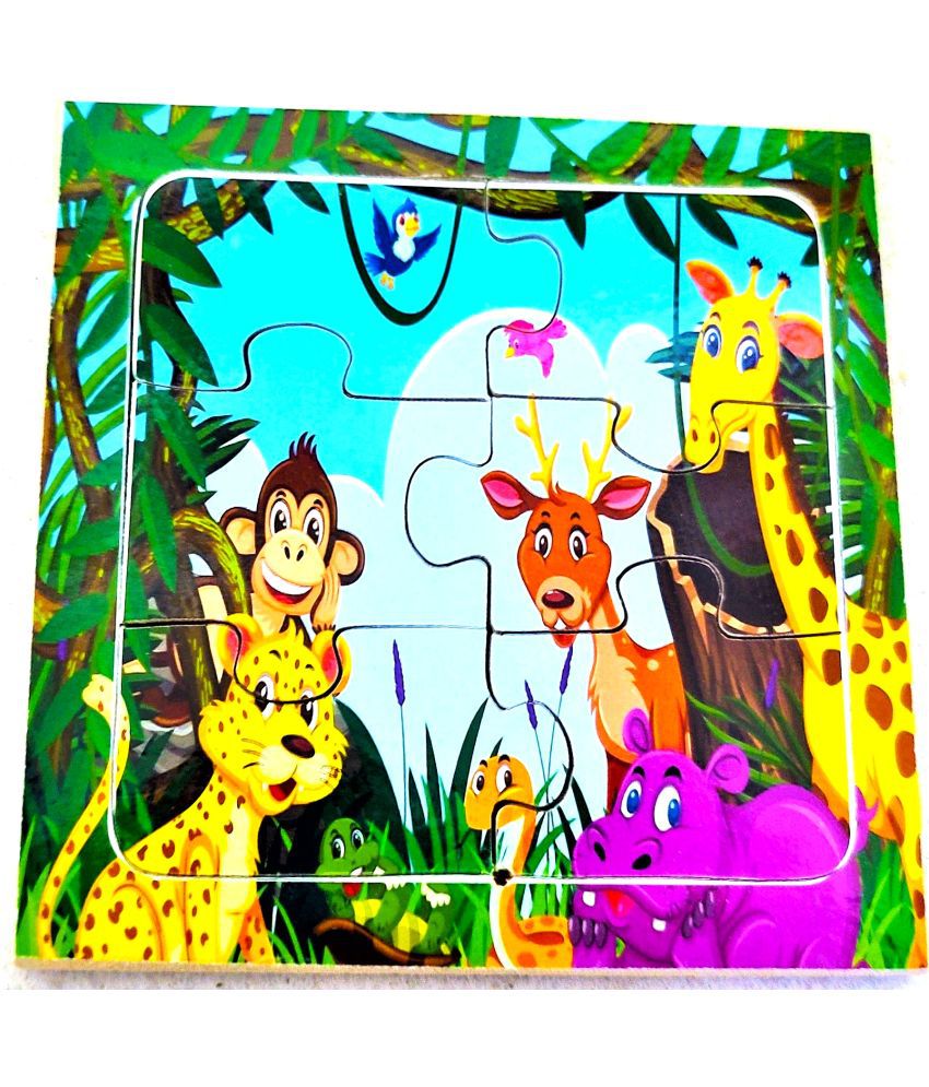     			Peters Pence Wooden Multi-Color  Small Board of  ANIMAL  PUZZLE  FOR KIDS (6 X6 INCHES)