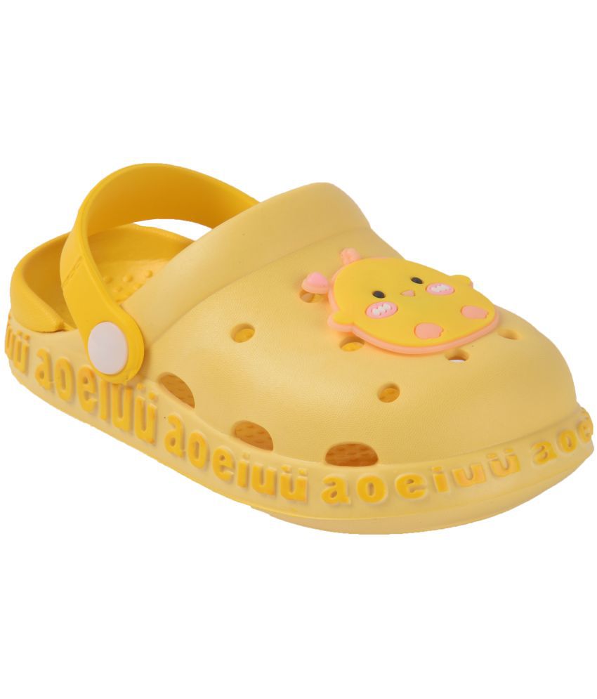     			Yellow Bee Cute Duckling Applique Clogs for Kids, Yellow