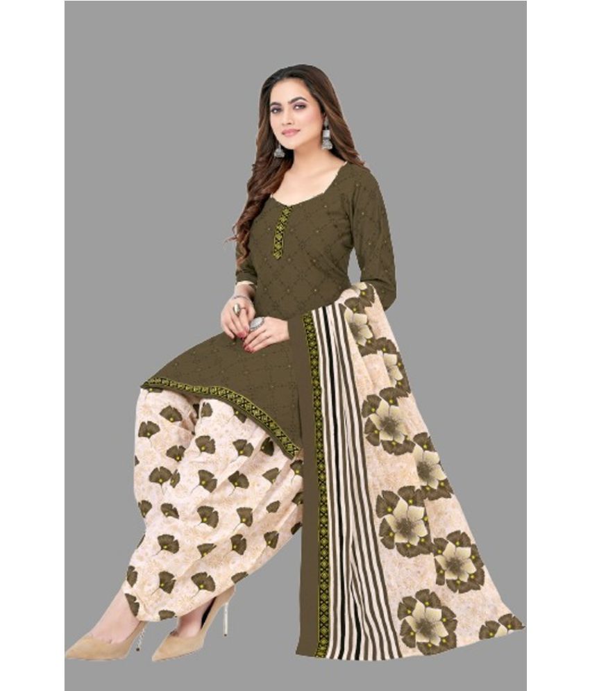     			shree jeenmata collection - Green Printed Unstitched Dress Material ( Pack of 1 )