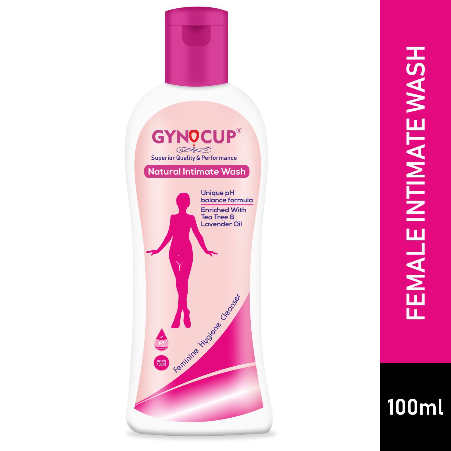 GynoCup Intimate Wash for Women, Enriched with Tea Tree Oil & Aloe Vera Extract, pH Balanced , Prevents Odour & Infections, Safe for Skin (100 ML)