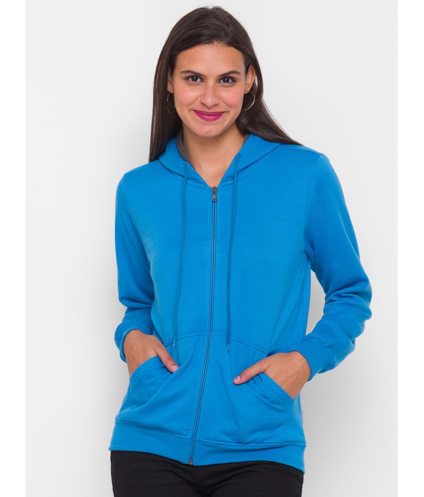 Globus Polyester Turquoise Hooded Sweatshirt
