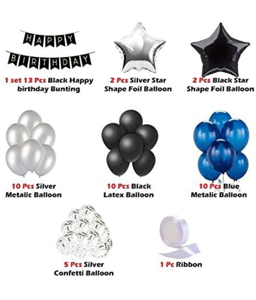 Bubble Trouble Blue and Black Birthday Decoration Item Pack Of 53 Pcs