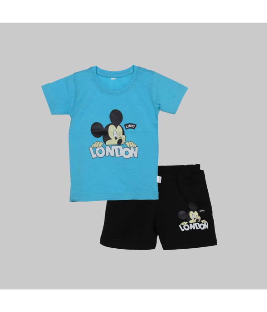     			CATCUB - Blue Cotton Blend T-Shirt & Shorts For Baby Boy ( Pack of 1 )