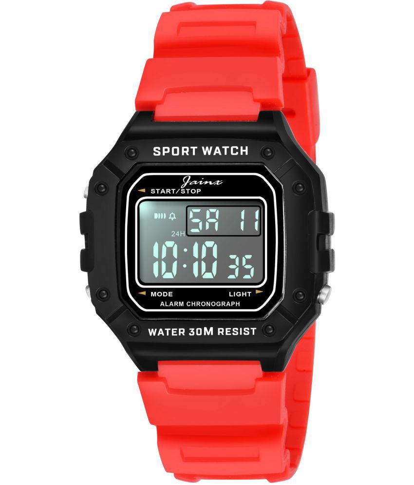     			Jainx - Red Silicon Digital Men's Watch