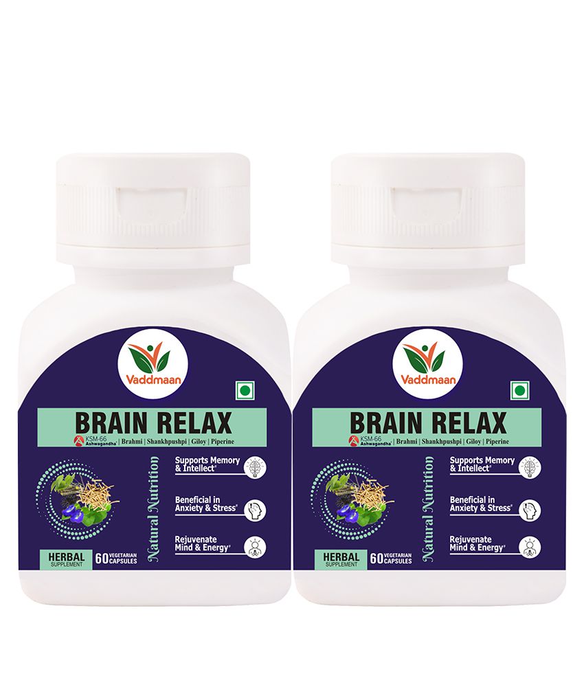     			Vaddmaan Brain Relax - 60 Capsules, Pack Of 2 | Brahmi | Shankhpushpi | KSM-66 Ashwagandha | Giloy | Mind Rejuvenation | Cognitive Wellness