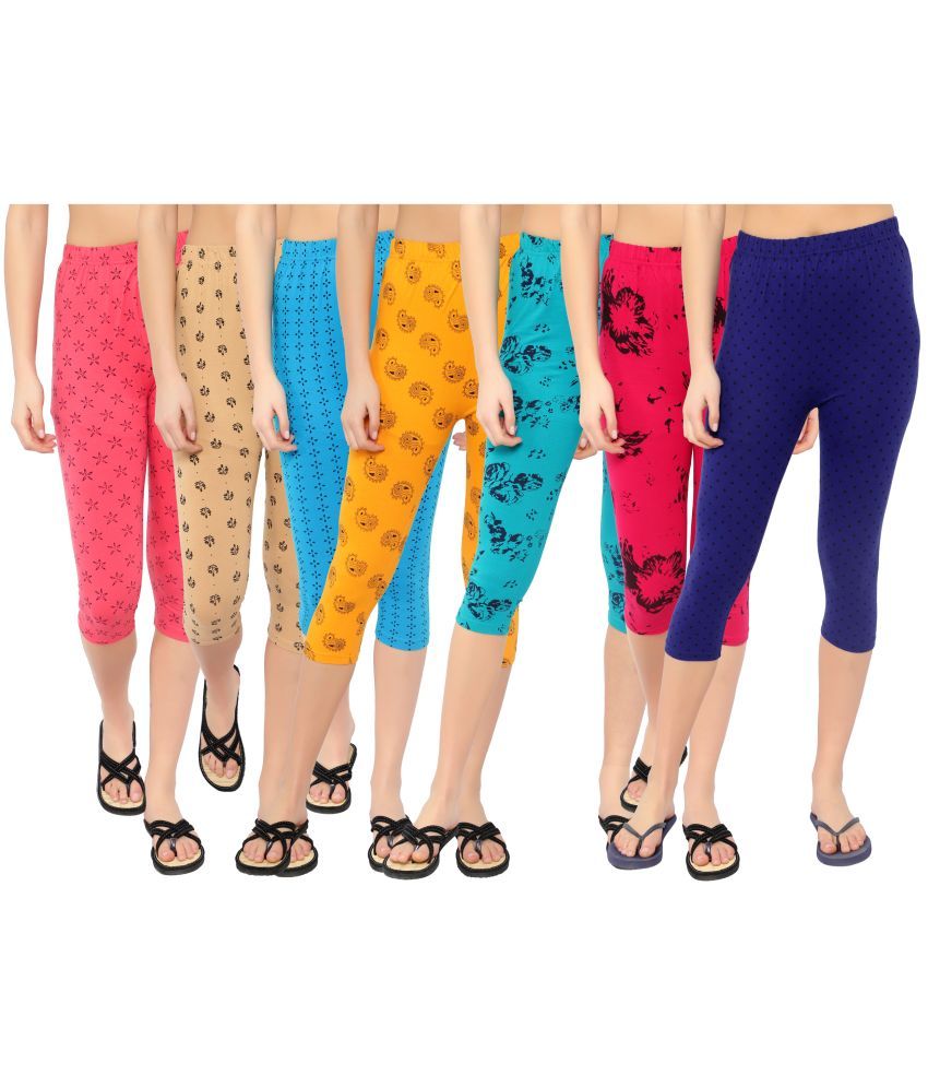     			Diaz Multi Cotton Lycra Printed Capri - Pack of 7