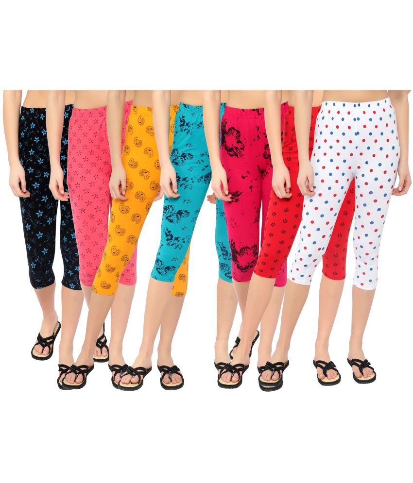     			Diaz Multi Cotton Lycra Printed Capri - Pack of 7