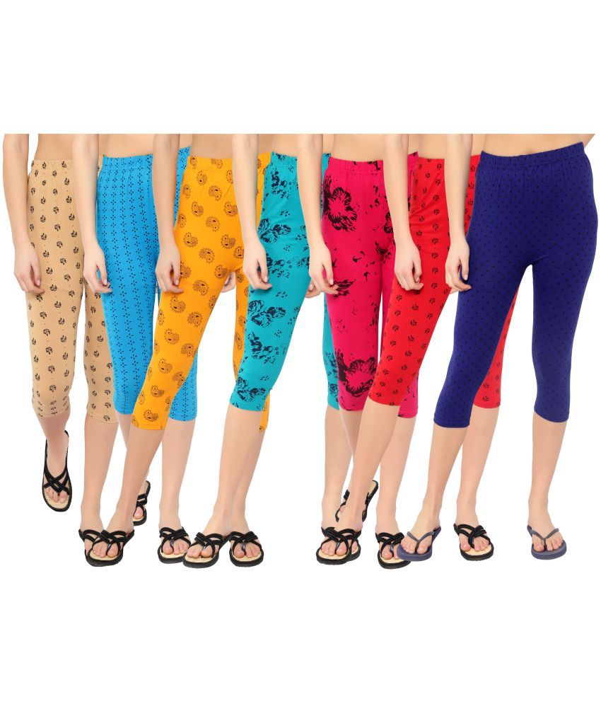     			Diaz Multi Cotton Lycra Printed Capri - Pack of 7