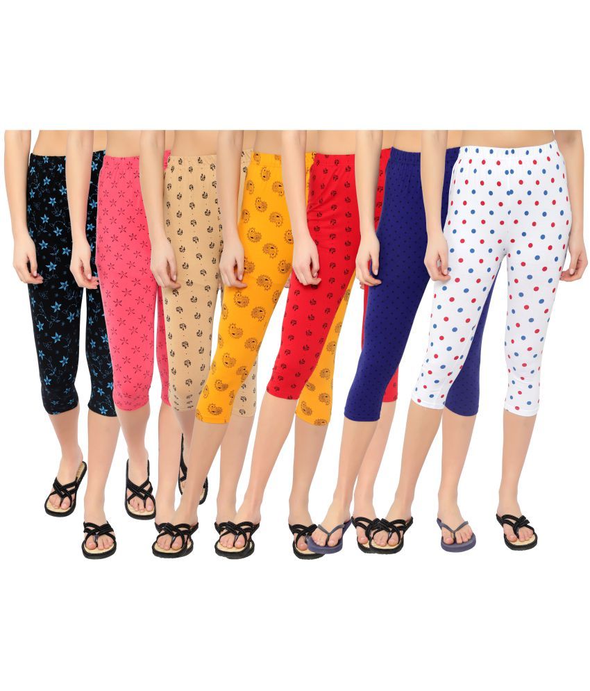     			Diaz Multi Cotton Lycra Printed Capri - Pack of 7