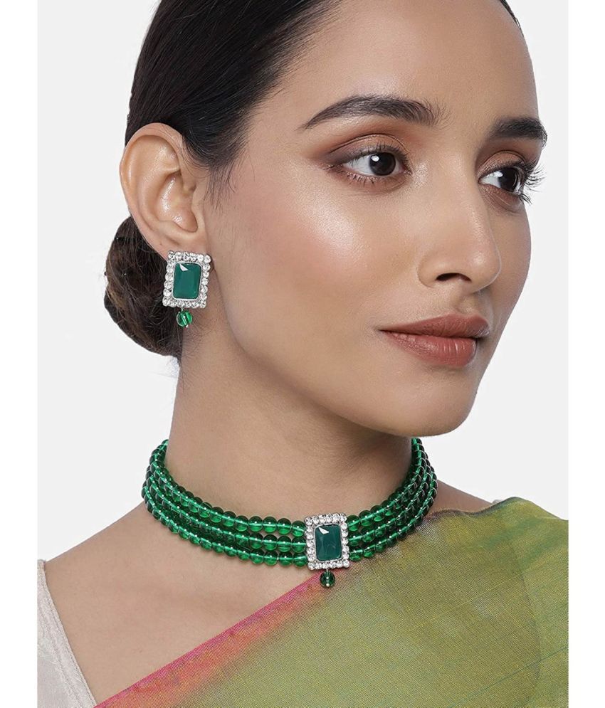     			I Jewels - Alloy Green Necklace Set ( Pack of 1 )