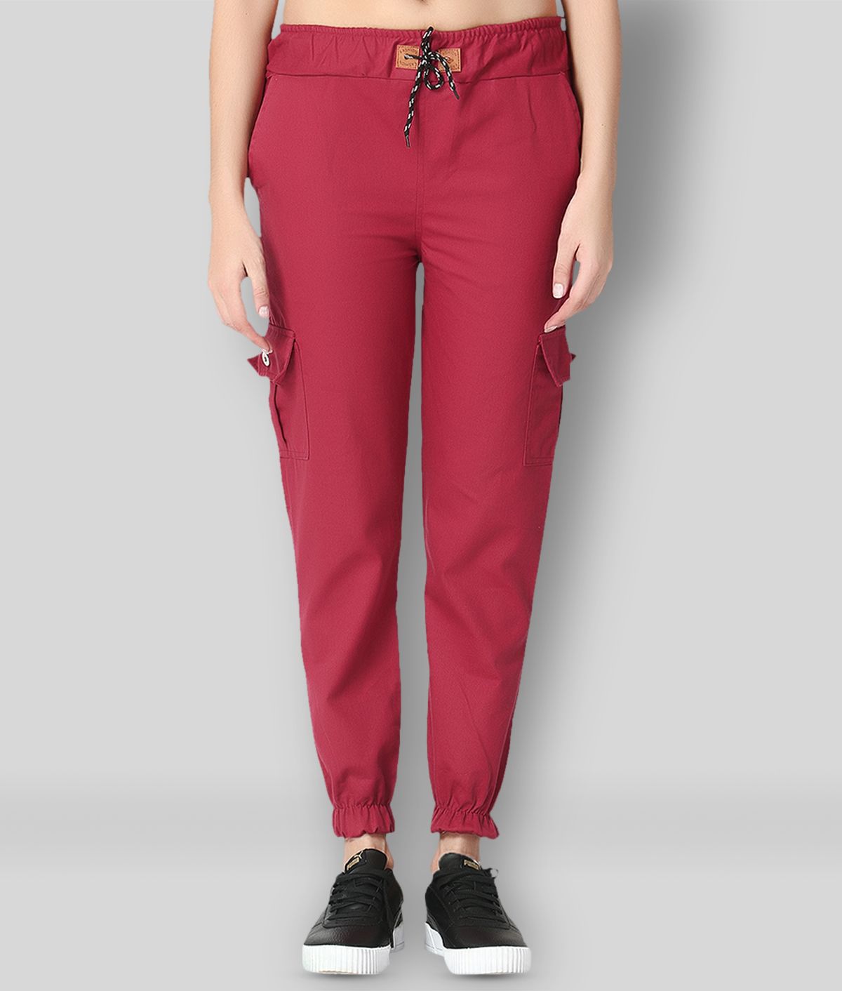 Buy BuyNewTrend - Maroon Denim Lycra 