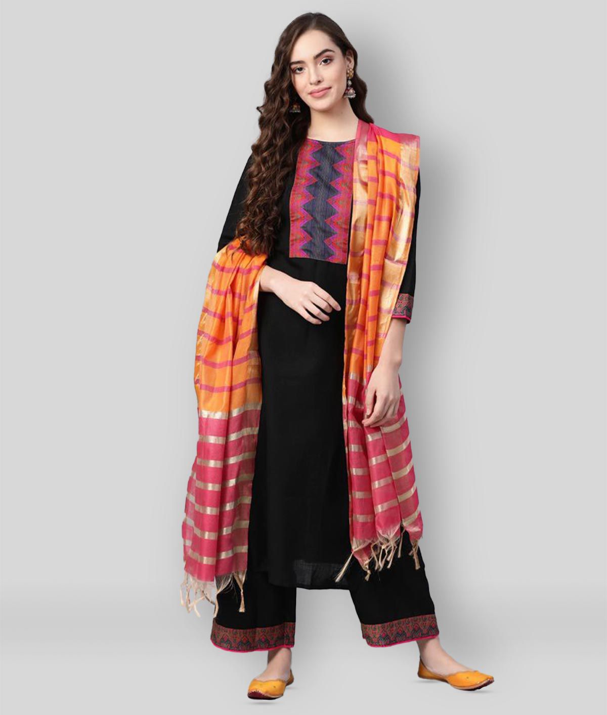     			Estela - Black Straight Cotton Women's Stitched Salwar Suit ( Pack of 1 )