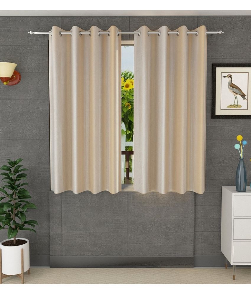     			Panipat Textile Hub Solid Semi-Transparent Eyelet Door Curtain 7 ft Pack of 2 -Cream