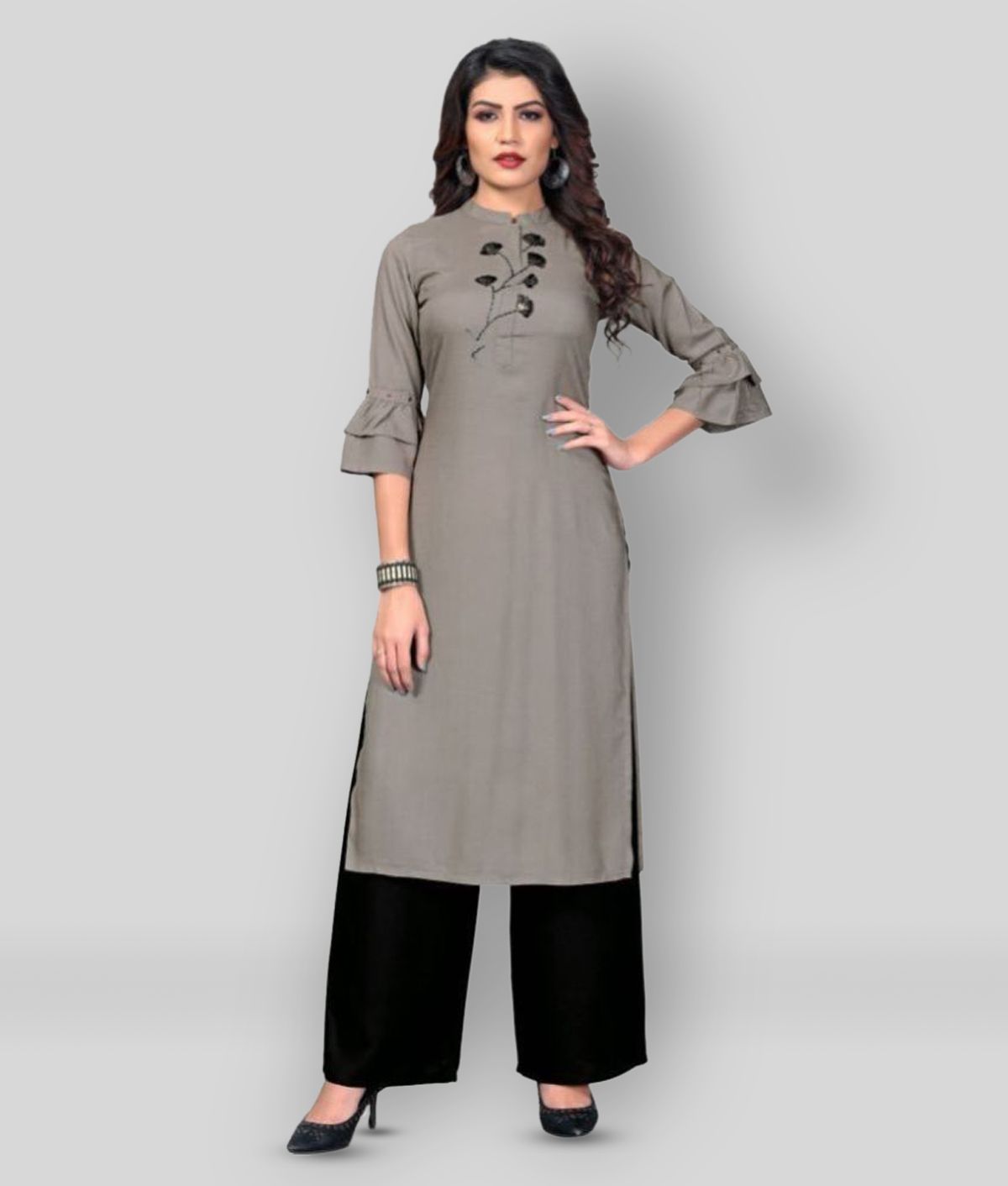     			Vbuyz - Dark Grey Straight Rayon Women's Stitched Salwar Suit ( Pack of 1 )