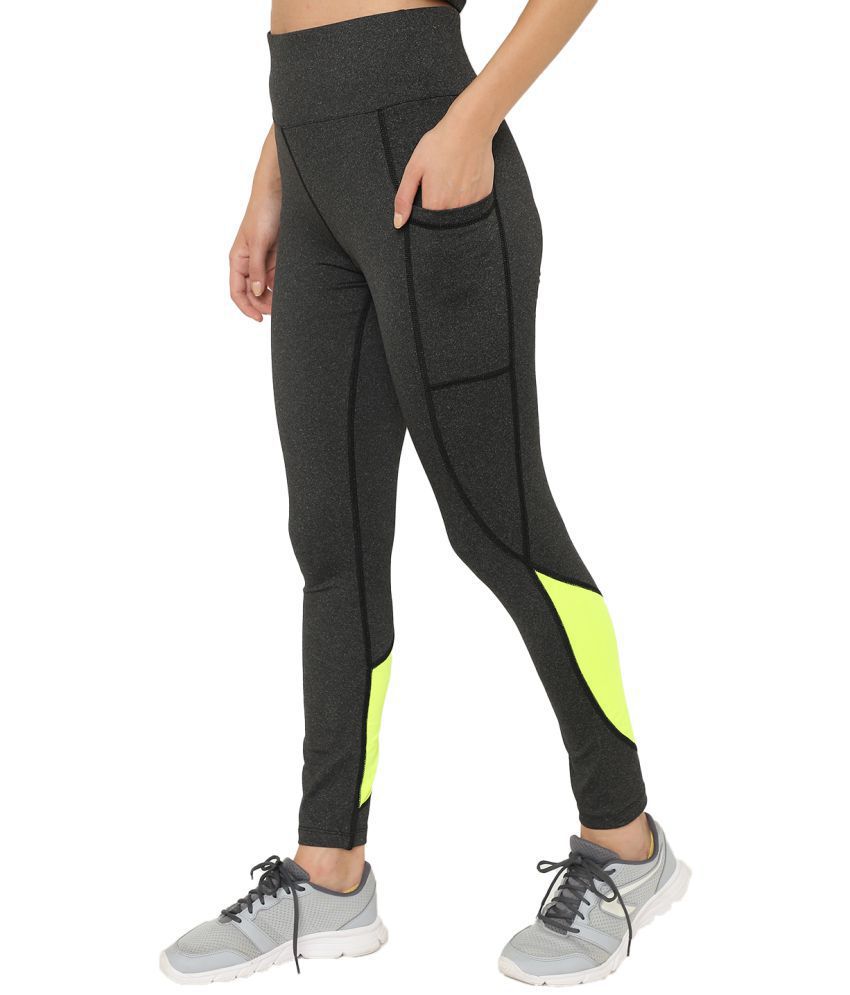 Chkokko - Polyester Regular Fit Charcoal Women's Sports Tights ( Pack of 1 )