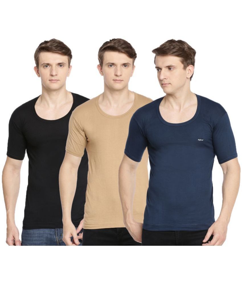     			Pack of 3 Dollar Bigboss Assorted Solid Cotton Blend Men Vest