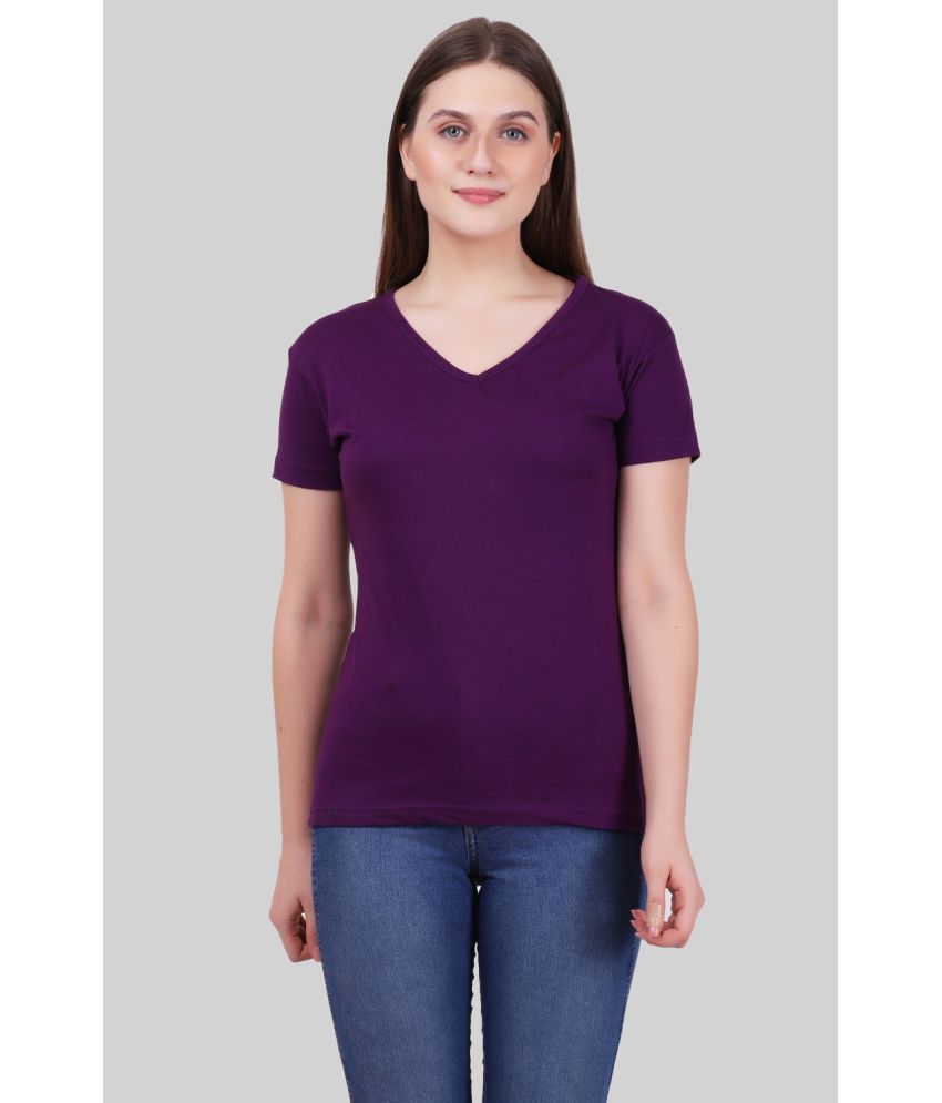     			FLEXIMAA - 100% Cotton Regular Purple Women's T-Shirt ( Pack of 1 )