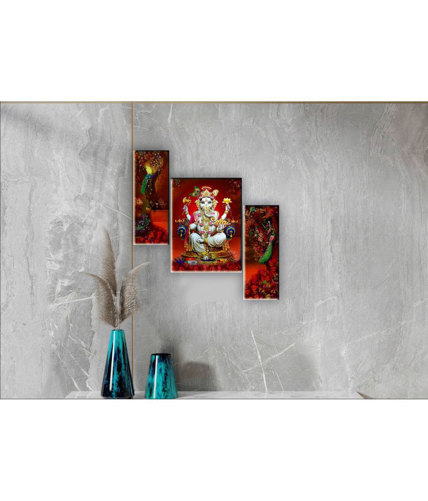     			Saf Ganesha modern art Set of 3 MDF Painting Without Frame