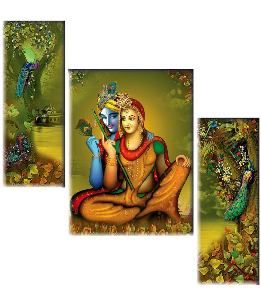     			Saf Radha krishna Set of 3 modern art MDF Painting Without Frame