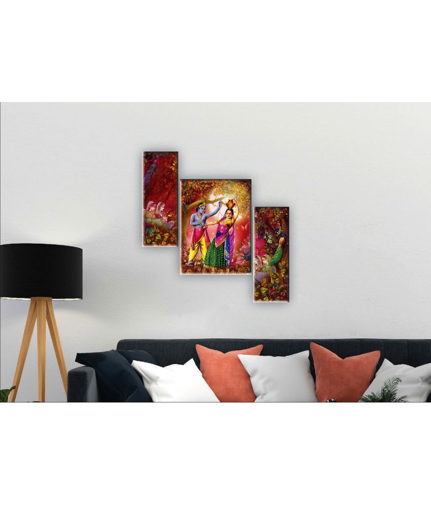     			Saf Radha krishna Set of 3 modern art MDF Painting Without Frame