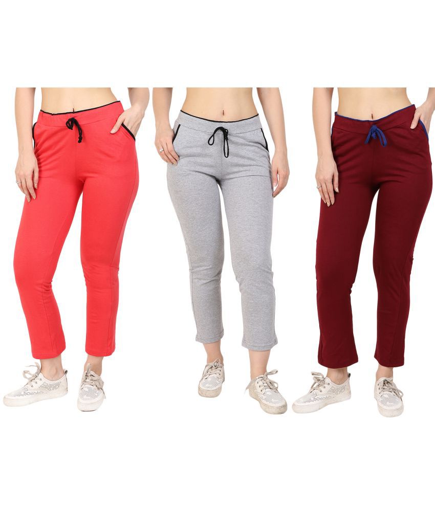     			Diaz - 100% Cotton Multicolor Women's Running Trackpants ( Pack of 3 )
