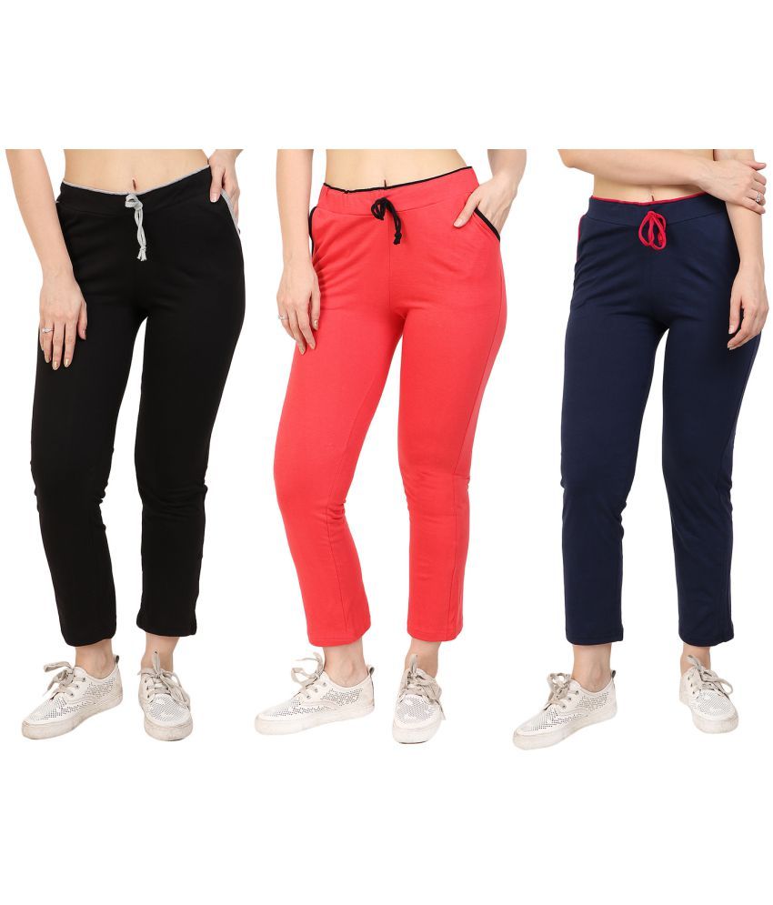     			Diaz - 100% Cotton Multicolor Women's Running Trackpants ( Pack of 3 )